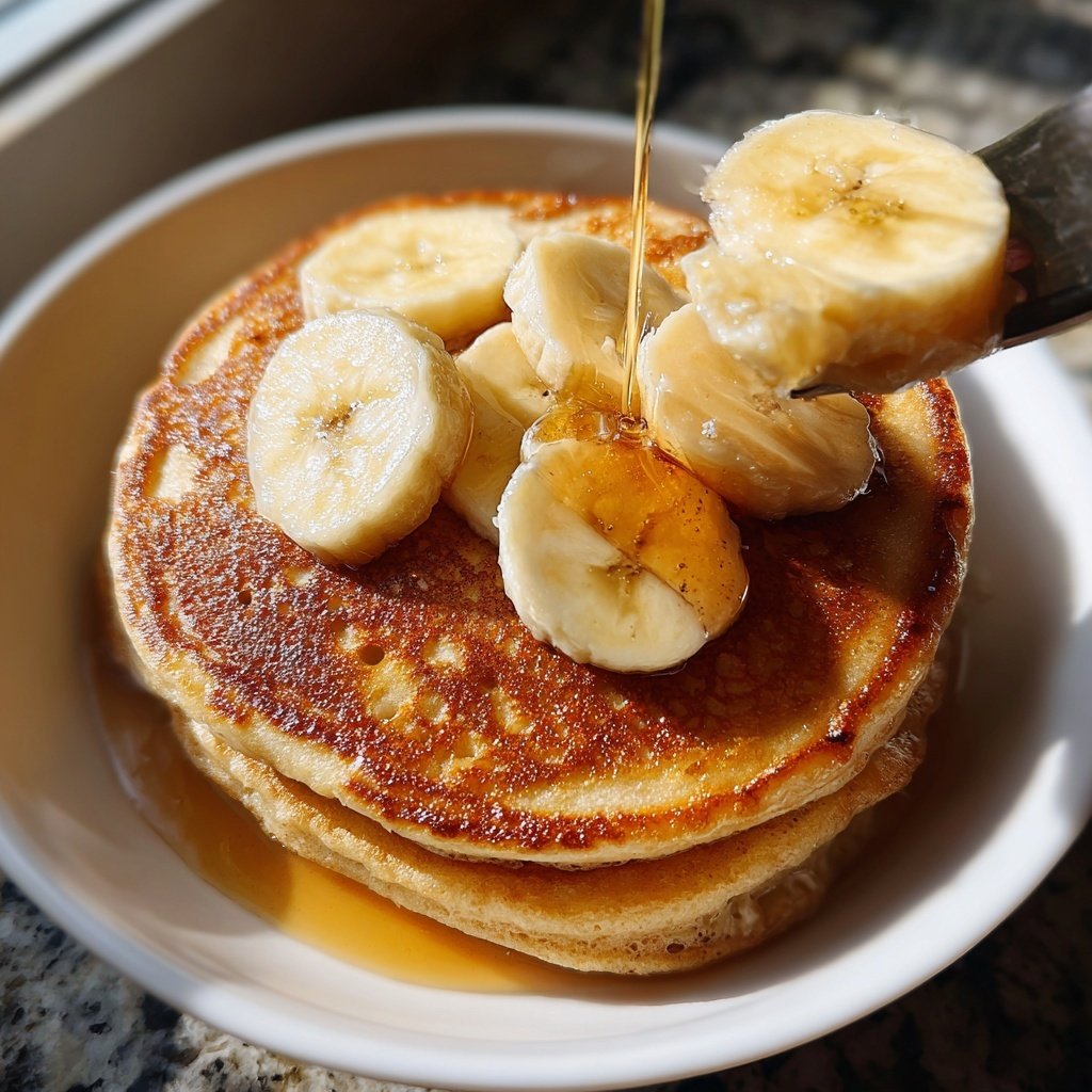 Whole Wheat Ricotta Pancakes with Banana Slices​
