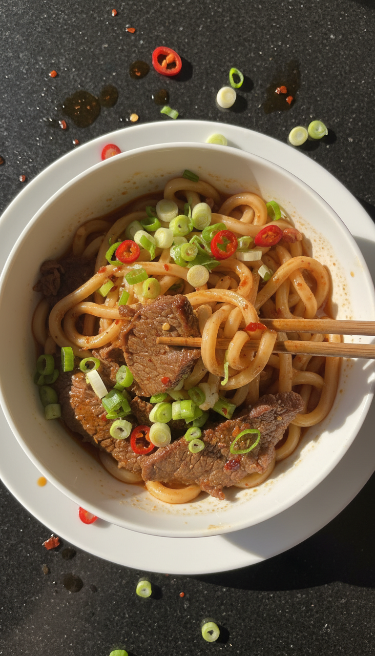 Spicy Beef Udon Bowl