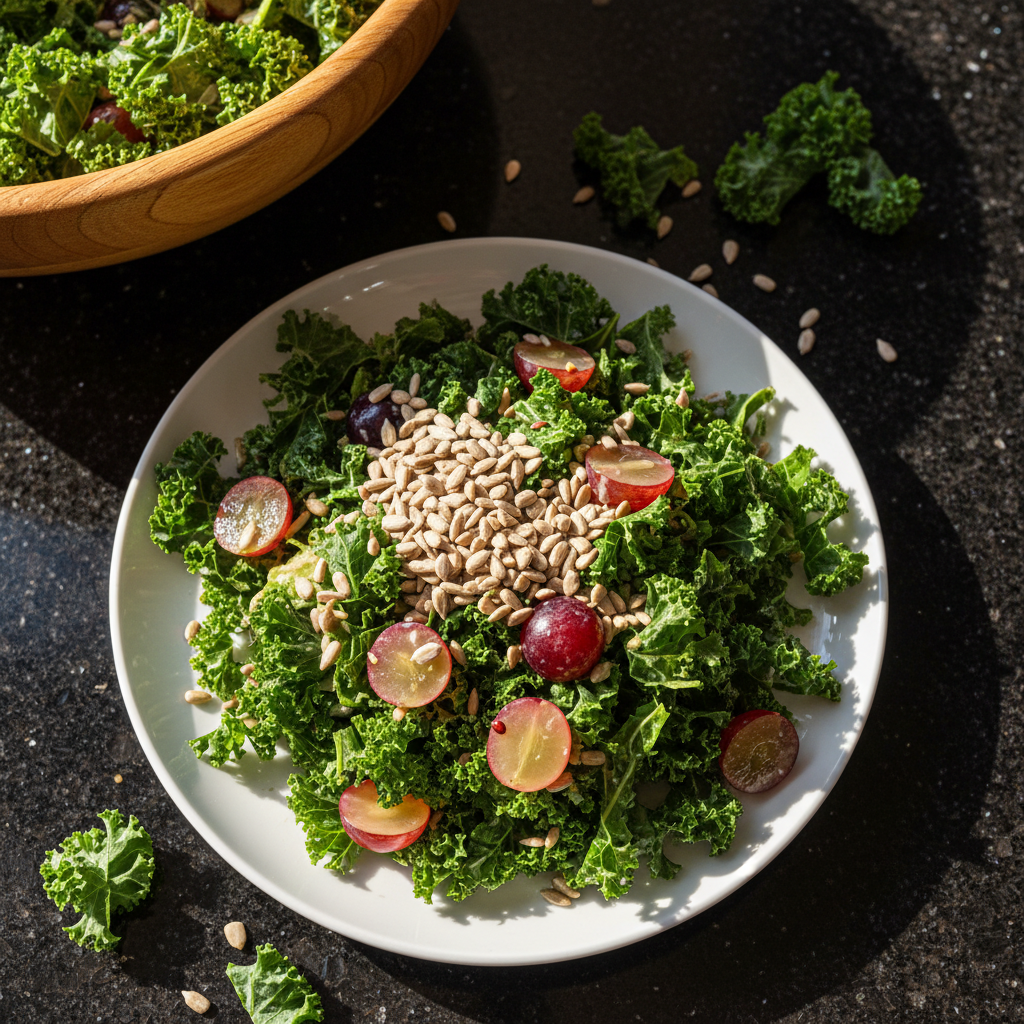 Vegan Kale Salad with Grapes