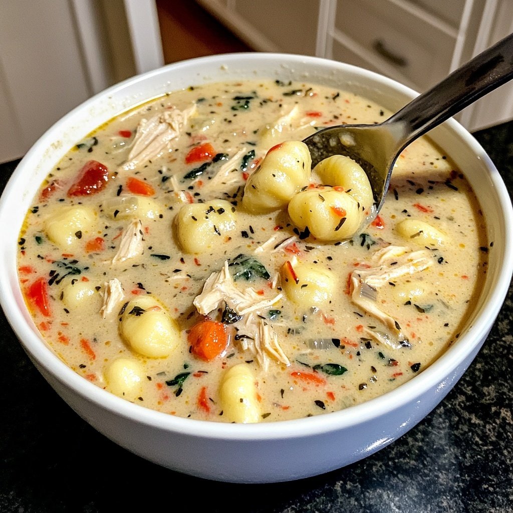 Creamy Crockpot Chicken Gnocchi Soup