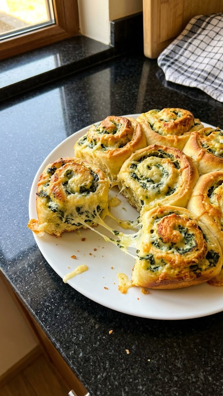 Cheesy Spinach Swirls for Lovers