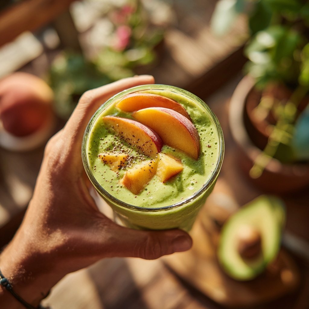 Peach Avocado Green Smoothie