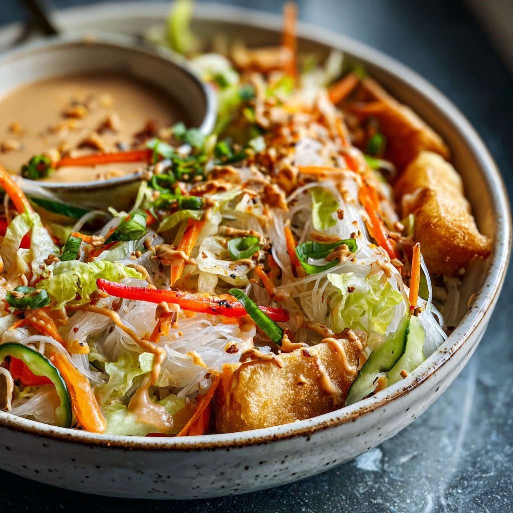 Spring Roll Bowl with Peanut Sauce