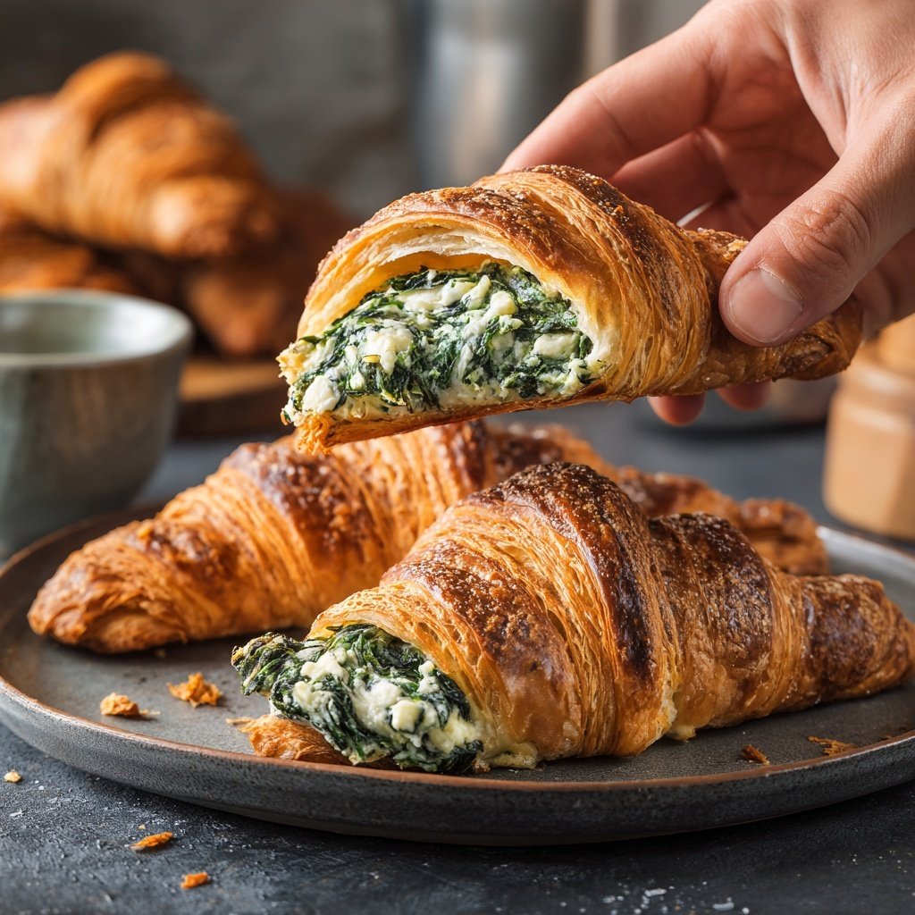 Spinach and Feta Stuffed Croissants