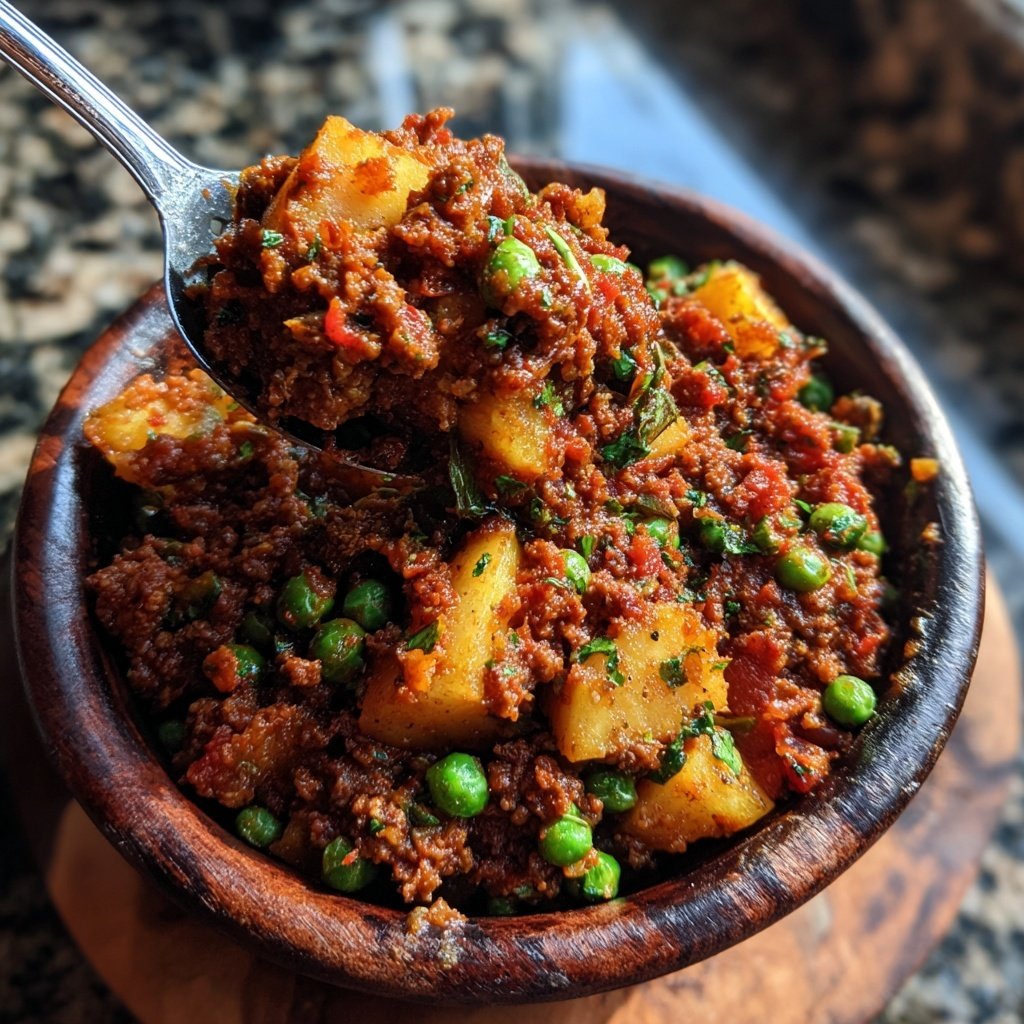 Lamb Keema Potatoes Peas Spicy