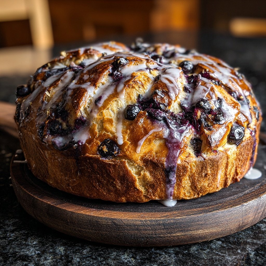 Blueberry Lemon Sourdough with Maple Glaze