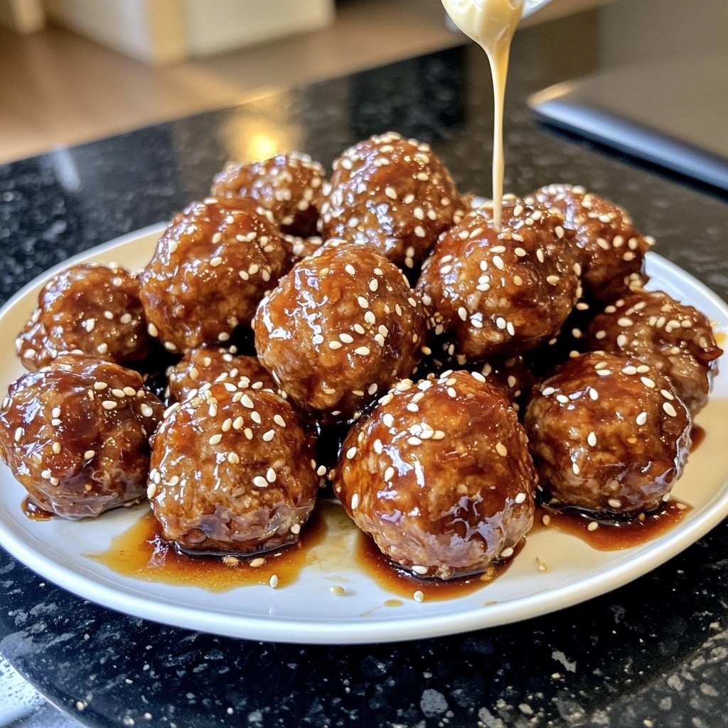 Korean BBQ Meatballs with Spicy Mayo Dip