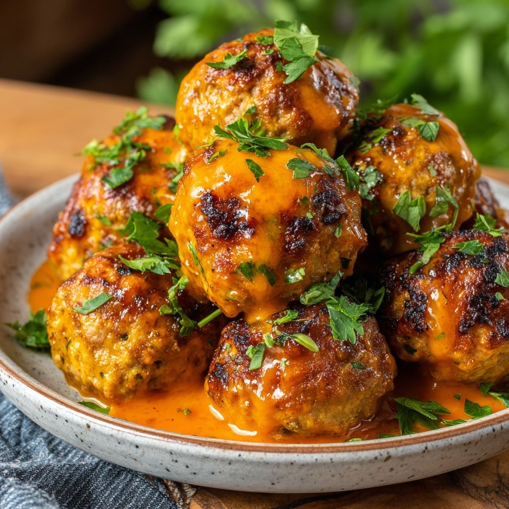 Buffalo Chicken Meatballs with Sauce