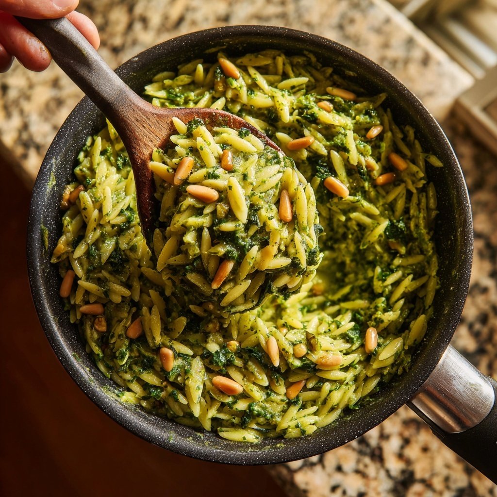 Kale Pesto Orzo Skillet