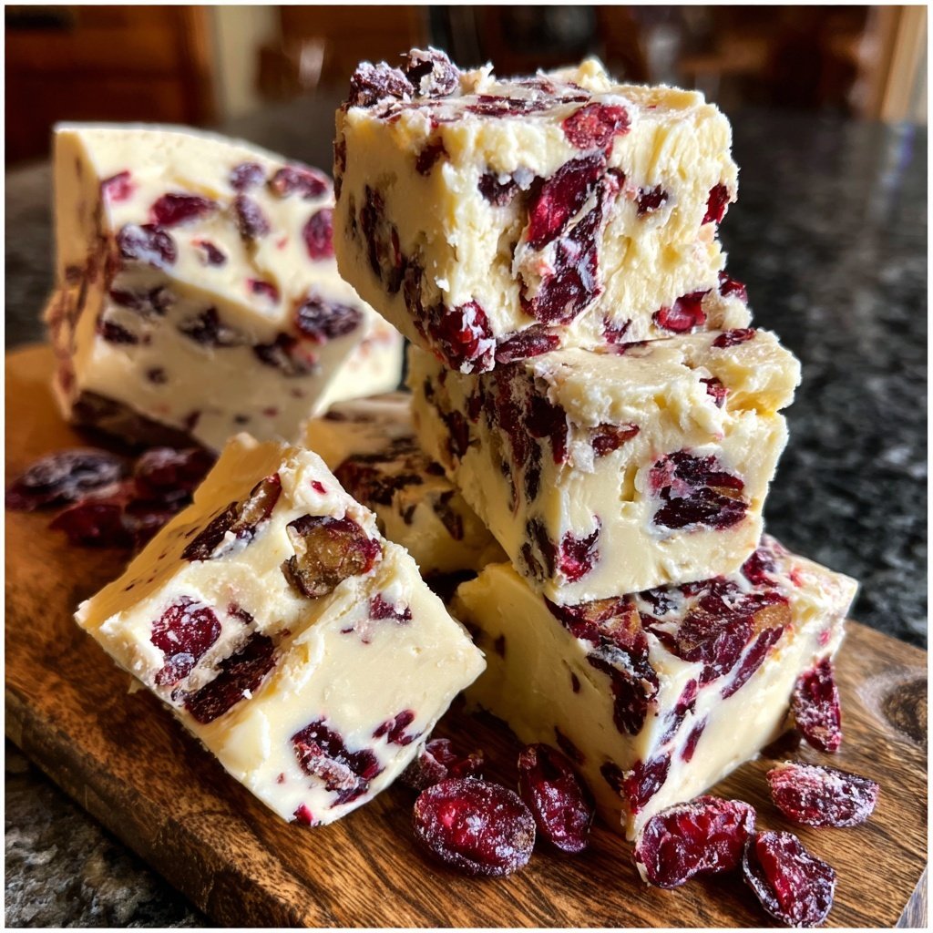 White Chocolate Cranberry Fudge