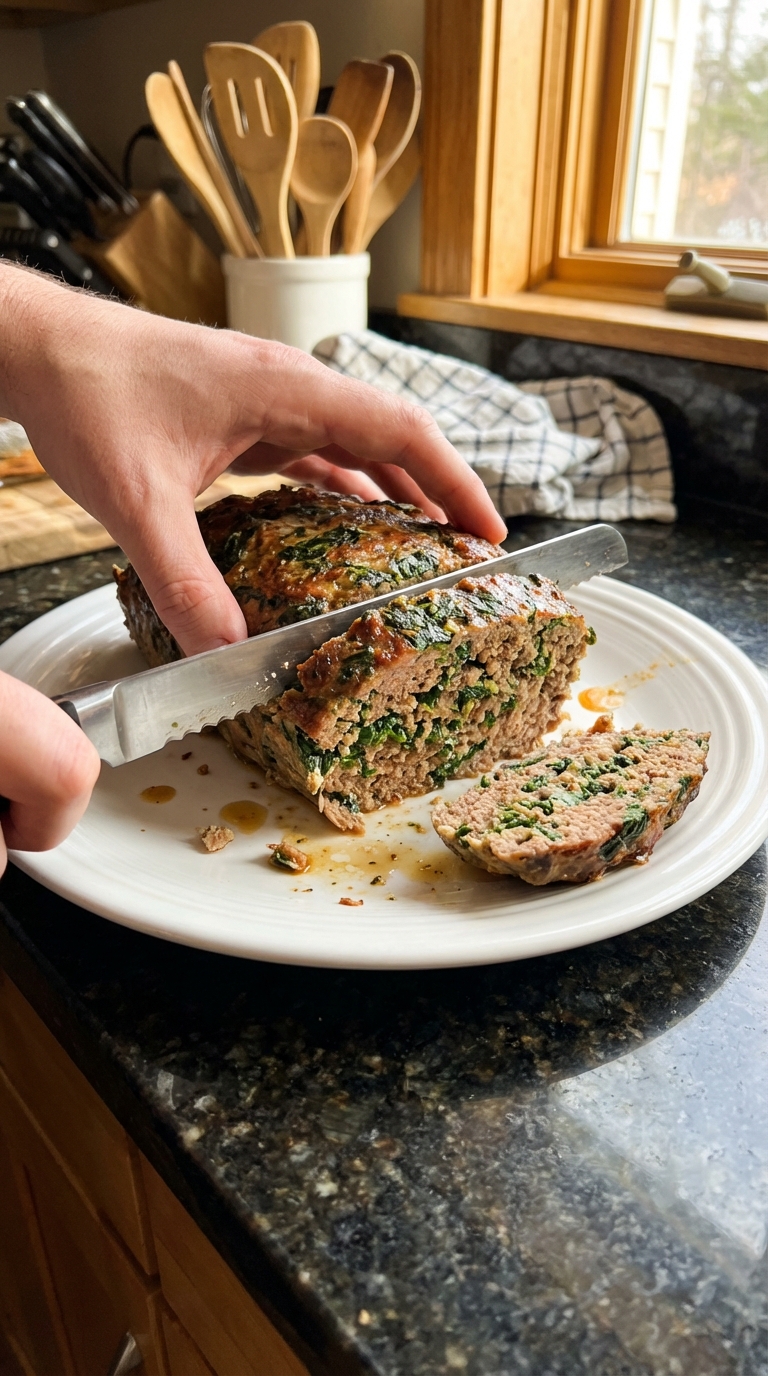 Savory Meatloaf with Spinach