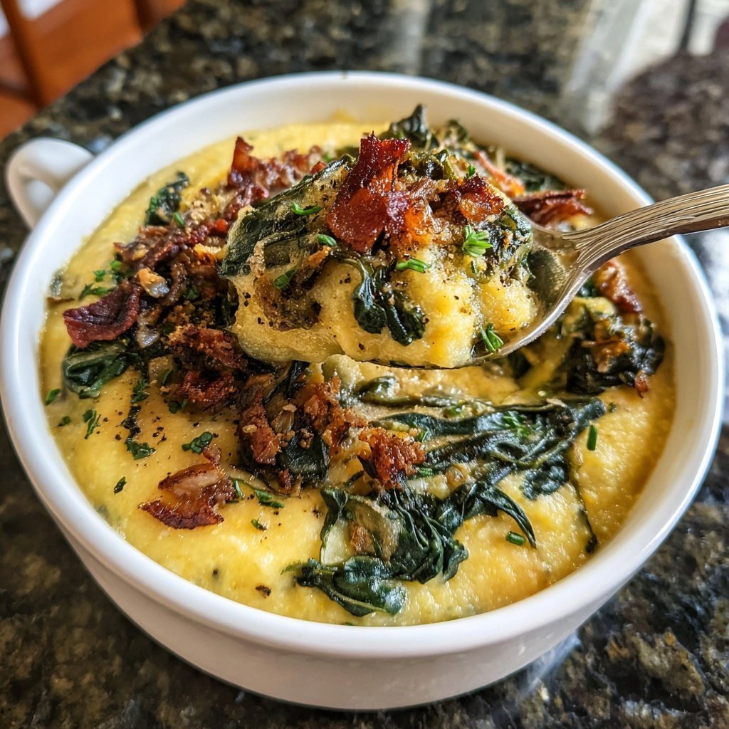 Rainbow Chard Bacon Polenta Creamy