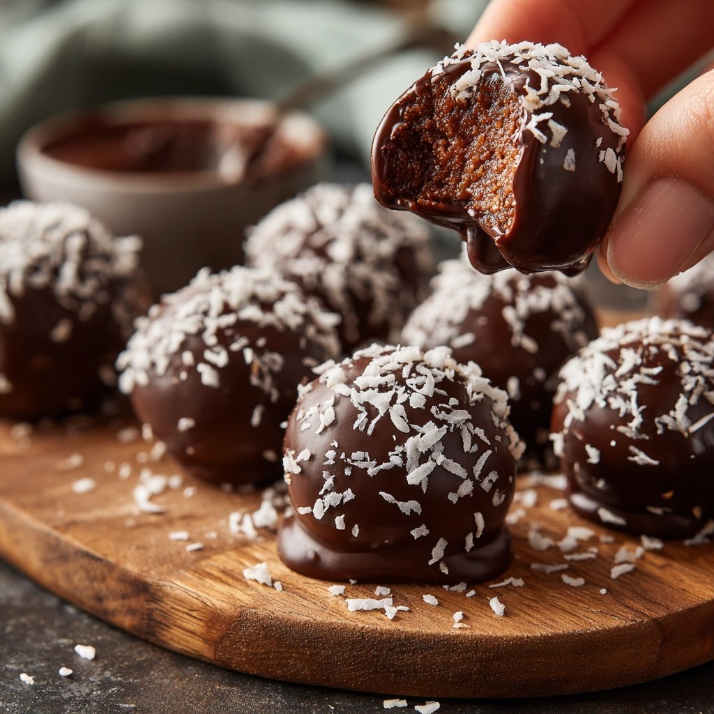 Dark Chocolate-Covered Coconut Bites
